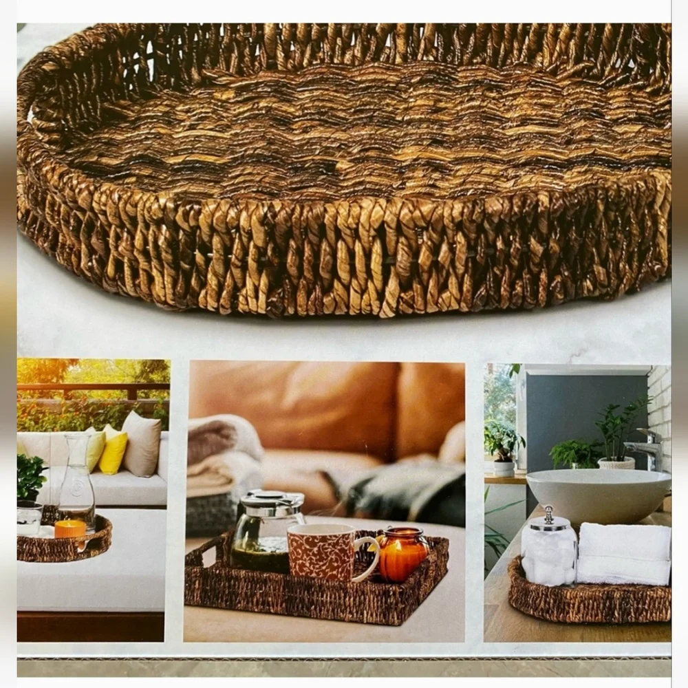 Birdrock Home Handwoven Serving Tray (2-piece set) New